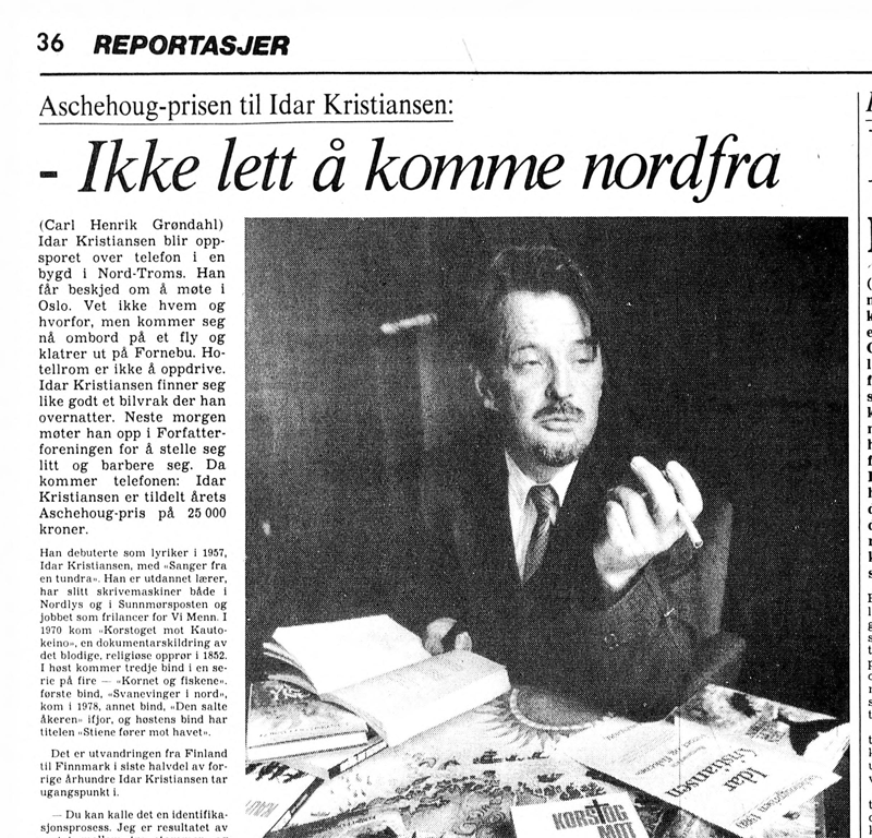 Avisutklipp fra artikkelen «Ikke lett å komme nordfra», Aftenposten 1980.