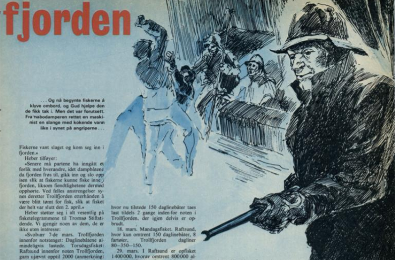 Illustrasjon til artikkelen Slaget i Trollfjorden, Vi menn 1972.